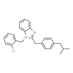 ChemSpider 2D Image | 1-(2-Chlorobenzyl)-2-(4-isobutylbenzyl)-1H-benzimidazole | C25H25ClN2
