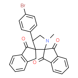 ChemSpider 2D Image | 4'-(4-Bromophenyl)-1'-methyldispiro[indene-2,2'-pyrrolidine-3',2''-indene]-1,1'',3(3''H)-trione | C27H20BrNO3