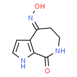 ChemSpider 2D Image | (4E)-4-(Hydroxyimino)-4,5,6,7-tetrahydropyrrolo[2,3-c]azepin-8(1H)-one | C8H9N3O2