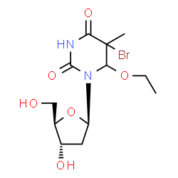 ChemSpider 2D Image | 5-Bromo-6-ethoxy-5,6-dihydrothymidine | C12H19BrN2O6