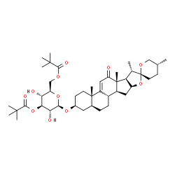 ChemSpider 2D Image | (3beta,5alpha,25R)-12-Oxospirost-9(11)-en-3-yl 3,6-bis-O-(2,2-dimethylpropanoyl)-beta-D-glucopyranoside | C43H66O11