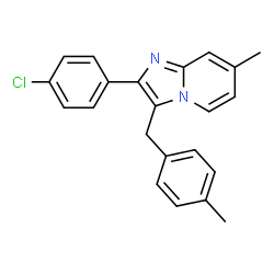 ChemSpider 2D Image | 2-(4-Chlorophenyl)-7-methyl-3-(4-methylbenzyl)imidazo[1,2-a]pyridine | C22H19ClN2
