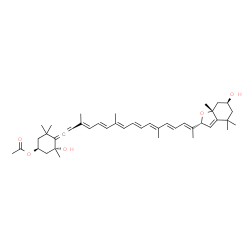 ChemSpider 2D Image | (3S,3'S,5R,5'R,6'R,8R,8'R,9cis)-3,5'-Dihydroxy-6,7'-didehydro-5,5',6,8-tetrahydro-5,8-epoxy-beta,beta-caroten-3'-yl acetate | C42H58O5