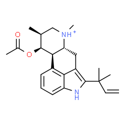 ChemSpider 2D Image | (8beta,9beta)-6,8-Dimethyl-2-(2-methyl-3-buten-2-yl)ergolin-6-ium-9-yl acetate | C23H31N2O2