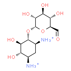 ChemSpider 2D Image | (1R,3S,4R,5R,6S)-4-(alpha-D-gluco-Hexodialdo-1,5-pyranosyloxy)-5,6-dihydroxy-1,3-cyclohexanediaminium | C12H24N2O8