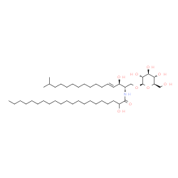 ChemSpider 2D Image | N-(2-hydroxyhenicosanoyl)-1-O-beta-D-glucosyl-15-methylhexadecasphing-4-enine | C44H85NO9