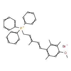 ChemSpider 2D Image | [5-(4-Methoxy-2,3,6-trimethylphenyl)-3-methyl-2,4-pentadien-1-yl](triphenyl)phosphonium bromide | C34H36BrOP