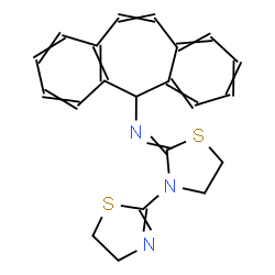 ChemSpider 2D Image | N-(5H-Dibenzo[a,d][7]annulen-5-yl)-3-(4,5-dihydro-1,3-thiazol-2-yl)-1,3-thiazolidin-2-imine | C21H19N3S2