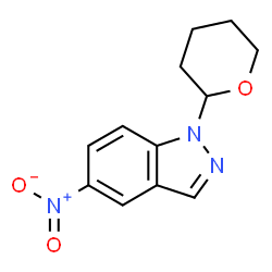 ChemSpider 2D Image | 5-Nitro-1-(tetrahydro-2H-pyran-2-yl)-1H-indazole | C12H13N3O3