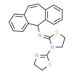 ChemSpider 2D Image | N-(3-(4,5-Dihydrothiazol-2-yl)thiazolidin-2-ylidene)-5H-dibenzo[a,d][7]annulen-5-amine | C21H19N3S2