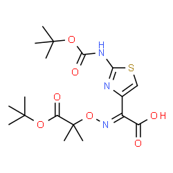 ChemSpider 2D Image | (2E)-[({2-Methyl-1-[(2-methyl-2-propanyl)oxy]-1-oxo-2-propanyl}oxy)imino][2-({[(2-methyl-2-propanyl)oxy]carbonyl}amino)-1,3-thiazol-4-yl]acetic acid | C18H27N3O7S