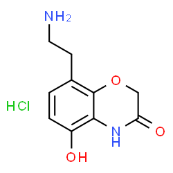 ChemSpider 2D Image | 8-(2-Aminoethyl)-5-hydroxy-2H-1,4-benzoxazin-3(4H)-one hydrochloride (1:1) | C10H13ClN2O3