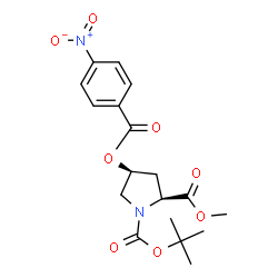 ChemSpider 2D Image | 2-Methyl 1-(2-methyl-2-propanyl) (2S,4S)-4-[(4-nitrobenzoyl)oxy]-1,2-pyrrolidinedicarboxylate | C18H22N2O8