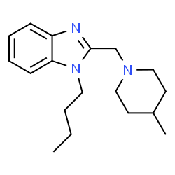 ChemSpider 2D Image | 1-Butyl-2-[(4-methyl-1-piperidinyl)methyl]-1H-benzimidazole | C18H27N3