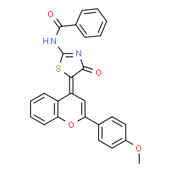 ChemSpider 2D Image | N-{(5Z)-5-[2-(4-Methoxyphenyl)-4H-chromen-4-ylidene]-4-oxo-4,5-dihydro-1,3-thiazol-2-yl}benzamide | C26H18N2O4S