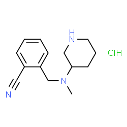 ChemSpider 2D Image | 2-((Methyl(piperidin-3-yl)amino)methyl)benzonitrile hydrochloride | C14H20ClN3