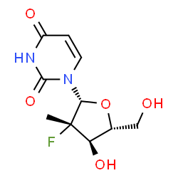 ChemSpider 2D Image | 1-(2-Deoxy-2-fluoro-2-methyl-beta-D-arabinofuranosyl)-2,4(1H,3H)-pyrimidinedione | C10H13FN2O5