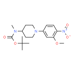 ChemSpider 2D Image | TERT-BUTYL N-[1-(3-METHOXY-4-NITROPHENYL)PIPERIDIN-4-YL]-N-METHYLCARBAMATE | C18H27N3O5