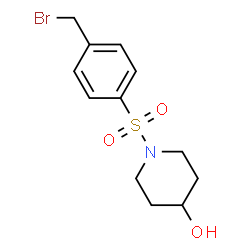 ChemSpider 2D Image | 1-((4-(Bromomethyl)phenyl)sulfonyl)piperidin-4-ol | C12H16BrNO3S