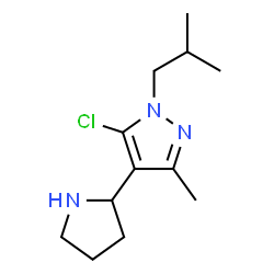 ChemSpider 2D Image | 5-Chloro-1-isobutyl-3-methyl-4-(2-pyrrolidinyl)-1H-pyrazole | C12H20ClN3