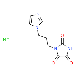 ChemSpider 2D Image | 1-[3-(1H-Imidazol-1-yl)propyl]-2,4,5-imidazolidinetrione hydrochloride (1:1) | C9H11ClN4O3