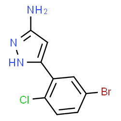 ChemSpider 2D Image | 5-(5-Bromo-2-chlorophenyl)-1H-pyrazol-3-amine | C9H7BrClN3