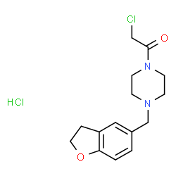 ChemSpider 2D Image | 2-chloro-1-{4-[(2,3-dihydro-1-benzofuran-5-yl)methyl]piperazin-1-yl}ethan-1-one hydrochloride | C15H20Cl2N2O2