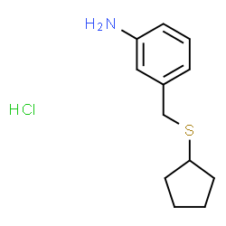 ChemSpider 2D Image | 3-[(Cyclopentylsulfanyl)methyl]aniline hydrochloride (1:1) | C12H18ClNS