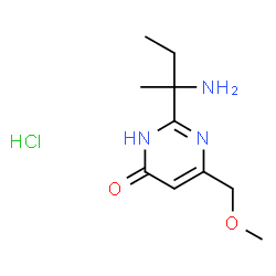 ChemSpider 2D Image | 2-(2-Amino-2-butanyl)-6-(methoxymethyl)-4(1H)-pyrimidinone hydrochloride (1:1) | C10H18ClN3O2