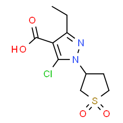 ChemSpider 2D Image | 5-chloro-1-(1,1-dioxo-1lambda6-thiolan-3-yl)-3-ethyl-1H-pyrazole-4-carboxylic acid | C10H13ClN2O4S
