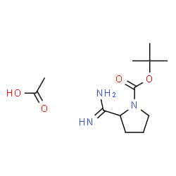 ChemSpider 2D Image | 2-Methyl-2-propanyl 2-carbamimidoyl-1-pyrrolidinecarboxylate acetate (1:1) | C12H23N3O4