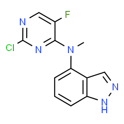 ChemSpider 2D Image | N-(2-Chloro-5-fluoro-4-pyrimidinyl)-N-methyl-1H-indazol-4-amine | C12H9ClFN5