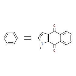ChemSpider 2D Image | 1-Methyl-2-(phenylethynyl)-1H-benzo[f]indole-4,9-dione | C21H13NO2