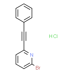 ChemSpider 2D Image | 2-Bromo-6-(phenylethynyl)pyridine hydrochloride (1:1) | C13H9BrClN