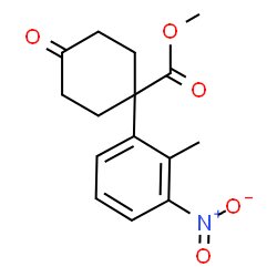 ChemSpider 2D Image | Methyl 1-(2-methyl-3-nitrophenyl)-4-oxocyclohexanecarboxylate | C15H17NO5