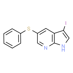 ChemSpider 2D Image | 3-Iodo-5-(phenylsulfanyl)-1H-pyrrolo[2,3-b]pyridine | C13H9IN2S