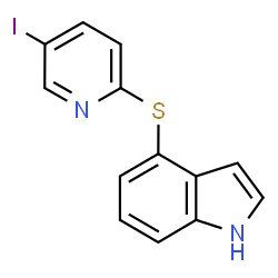 ChemSpider 2D Image | 4-[(5-Iodo-2-pyridinyl)sulfanyl]-1H-indole | C13H9IN2S