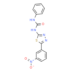 ChemSpider 2D Image | 1-[5-(3-Nitrophenyl)-1,3,4-thiadiazol-2-yl]-3-phenylurea | C15H11N5O3S
