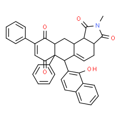 ChemSpider 2D Image | 6-(1-Hydroxy-2-naphthyl)-2-methyl-6a,9-diphenyl-3a,4,6,6a,10a,11,11a,11b-octahydro-1H-naphtho[2,3-e]isoindole-1,3,7,10(2H)-tetrone | C39H31NO5