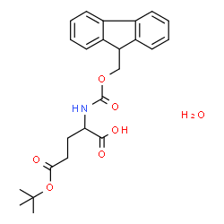 ChemSpider 2D Image | 2-{[(9H-Fluoren-9-ylmethoxy)carbonyl]amino}-5-[(2-methyl-2-propanyl)oxy]-5-oxopentanoic acid hydrate (1:1) | C24H29NO7