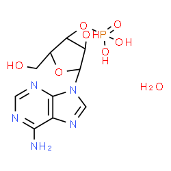 ChemSpider 2D Image | 9-(3-O-Phosphonopentofuranosyl)-9H-purin-6-amine hydrate (1:1) | C10H16N5O8P
