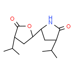 ChemSpider 2D Image | 3-Isopropyl-5-(4-isopropyl-5-oxotetrahydro-2-furanyl)-2-pyrrolidinone | C14H23NO3