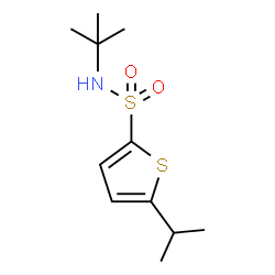 ChemSpider 2D Image | 5-Isopropyl-N-(2-methyl-2-propanyl)-2-thiophenesulfonamide | C11H19NO2S2