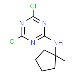 ChemSpider 2D Image | 4,6-Dichloro-N-(1-methylcyclopentyl)-1,3,5-triazin-2-amine | C9H12Cl2N4