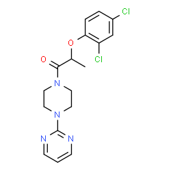 ChemSpider 2D Image | 2-(2,4-Dichlorophenoxy)-1-[4-(2-pyrimidinyl)-1-piperazinyl]-1-propanone | C17H18Cl2N4O2