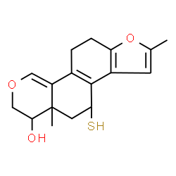 ChemSpider 2D Image | 2,5a-Dimethyl-4-sulfanyl-5,5a,6,7,10,11-hexahydro-4H-[1]benzofuro[4,5-h]isochromen-6-ol | C17H20O3S