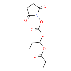 ChemSpider 2D Image | 1-({[(2,5-Dioxo-1-pyrrolidinyl)oxy]carbonyl}oxy)propyl propionate | C11H15NO7