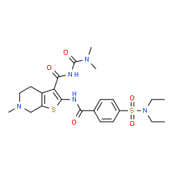 ChemSpider 2D Image | 2-{[4-(Diethylsulfamoyl)benzoyl]amino}-N-(dimethylcarbamoyl)-6-methyl-4,5,6,7-tetrahydrothieno[2,3-c]pyridine-3-carboxamide | C23H31N5O5S2