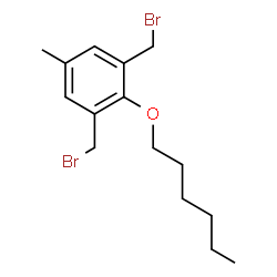 ChemSpider 2D Image | 1,3-Bis(bromomethyl)-2-(hexyloxy)-5-methylbenzene | C15H22Br2O