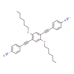ChemSpider 2D Image | 1,4-Bis(hexyloxy)-2,5-bis[(4-isocyanophenyl)ethynyl]benzene | C36H36N2O2